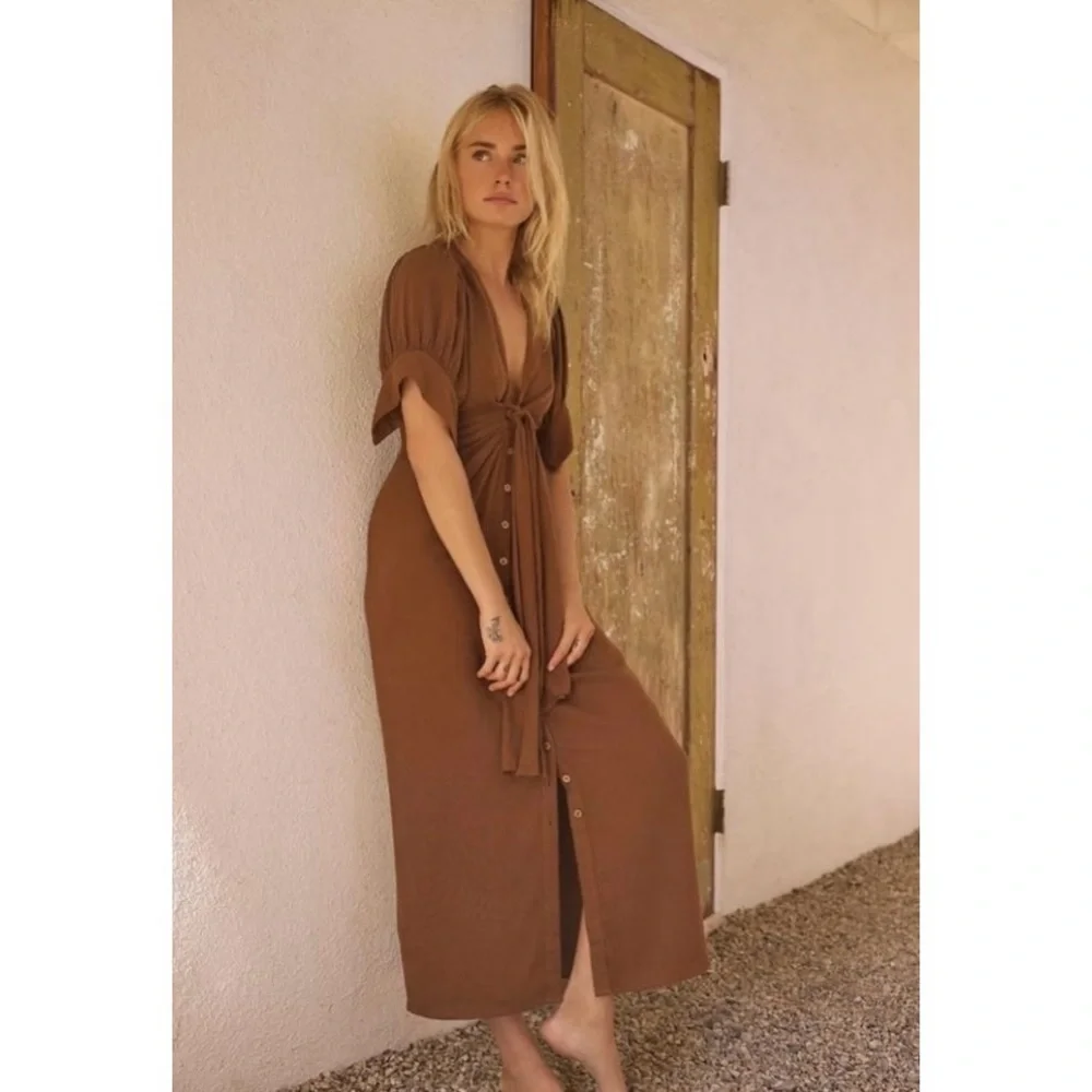 Free People Brown Midi Dress - Picture 2 of 12